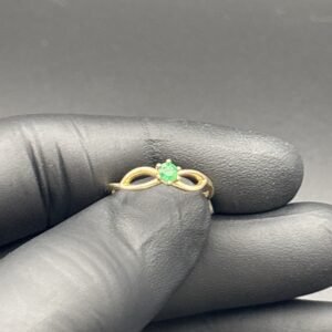 Anillo Solitario Infinito con Esmeralda - Talla 6