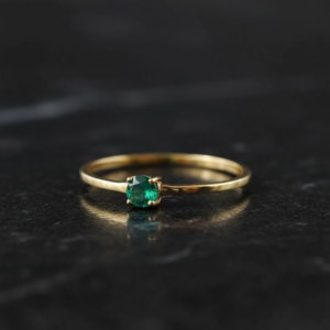 Anillo solitario minimalista circón verde - Talla 7